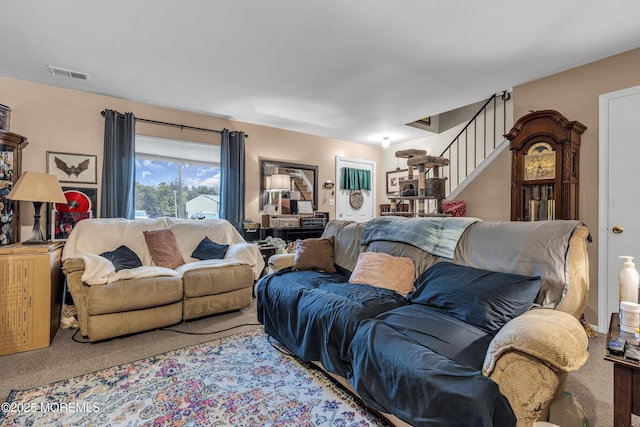 65 Creek Rd Unit 419, Brick, NJ 08724 - living room with stairs and carpet