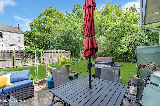 65 Creek Rd Unit 419, Brick, NJ 08724 - view of patio with outdoor dining space, a grill, and an outdoor hangout area