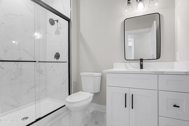 1808 2nd Ave, Toms River, NJ 08757 - full bathroom featuring marble finish floors, a marble finish shower, baseboards, toilet, and vanity