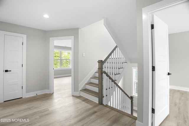 1808 2nd Ave, Toms River, NJ 08757 - stairway with wood finished floors, baseboards, and recessed lighting
