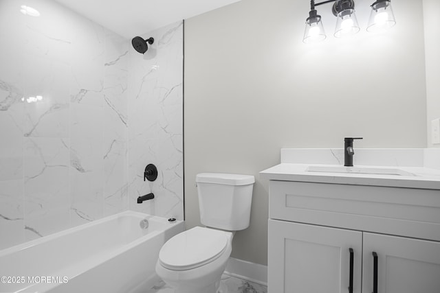 1808 2nd Ave, Toms River, NJ 08757 - full bath with marble finish floors, vanity, toilet, shower / bath combination, and baseboards