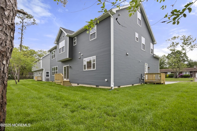1808 2nd Ave, Toms River, NJ 08757 - rear view of property featuring a lawn and a wooden deck