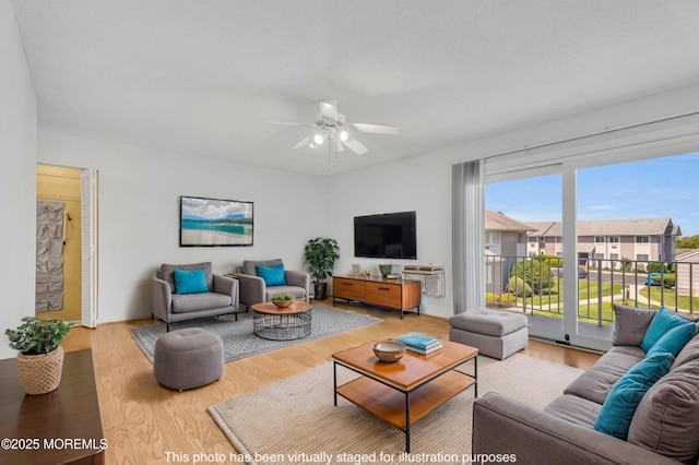 50 Valentine St Unit 14B, Monmouth Beach, NJ 07750 - living room featuring light wood-type flooring and ceiling fan