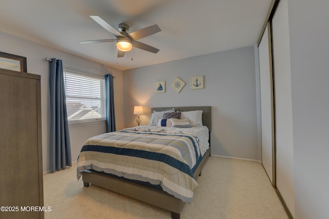 52 Benjamin Blvd, Manahawkin, NJ 08050 - bedroom with carpet flooring, a closet, a ceiling fan, and baseboards