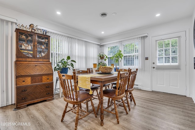 2 Oregon Dr Unit A, Whiting, NJ 08759 - dining area featuring light wood-type flooring, a baseboard heating unit, and recessed lighting