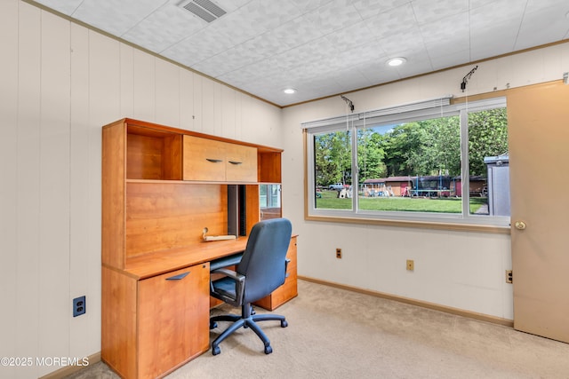 home office featuring baseboards and carpet flooring