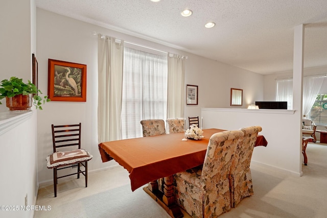 144 Sandpiper Rd, Barnegat, NJ 08005 - carpeted dining space with a textured ceiling, recessed lighting, and baseboards