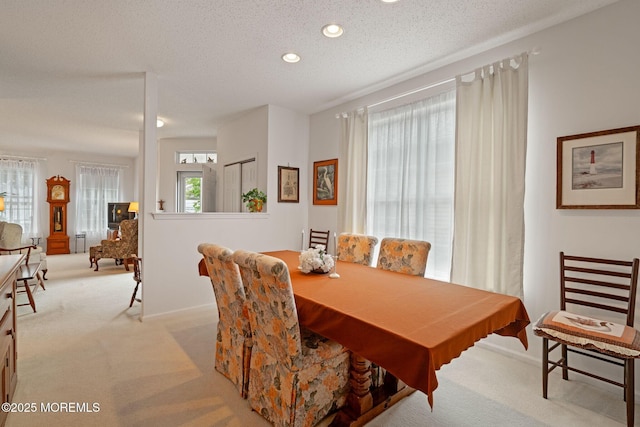 144 Sandpiper Rd, Barnegat, NJ 08005 - dining room featuring light colored carpet, baseboards, recessed lighting, and a textured ceiling