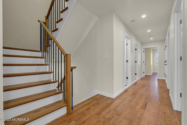 25 Blue River Way, Lakewood, NJ 08701 - hall with light wood-style floors, recessed lighting, baseboards, and stairs