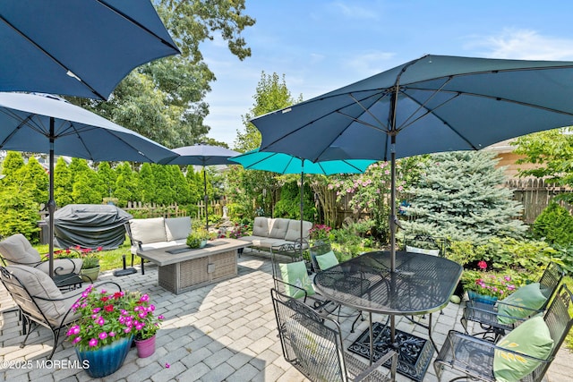 129 Foster Rd, Toms River, NJ 08753 - view of patio with outdoor lounge area, fence, outdoor dining space, and a grill