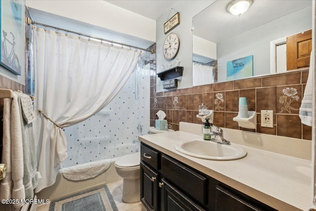 19 Acapulco Dr, Brick, NJ 08723 - bathroom featuring toilet, a shower with curtain, vanity, and tile patterned floors