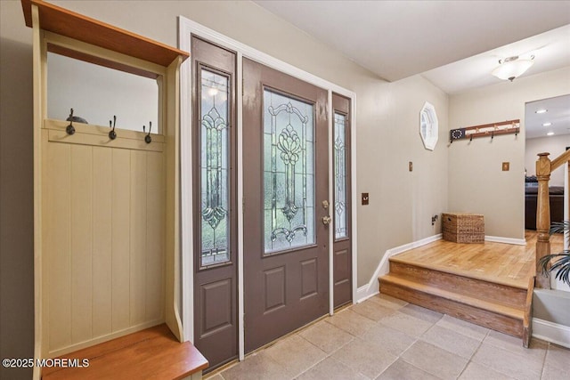 19 Meadowbrook Ln, Freehold, NJ 07728 - entryway with stairway, baseboards, plenty of natural light, and light tile patterned flooring
