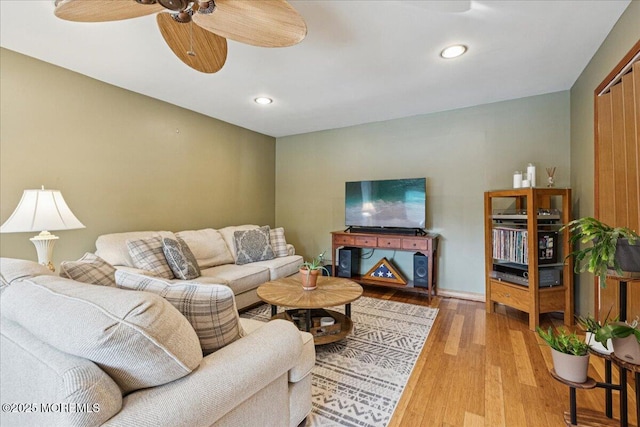 19 Meadowbrook Ln, Freehold, NJ 07728 - living area featuring ceiling fan, light wood finished floors, and recessed lighting