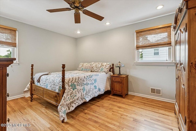 19 Meadowbrook Ln, Freehold, NJ 07728 - bedroom featuring multiple windows, baseboards, light wood-style floors, and recessed lighting