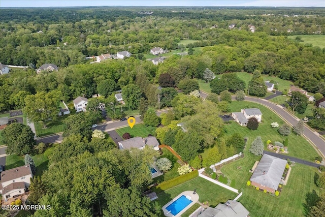 19 Meadowbrook Ln, Freehold, NJ 07728 - aerial overview of property's location featuring a heavily wooded area