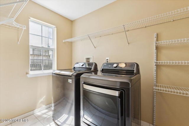 34 Crescent Rd, Old Bridge, NJ 08857 - laundry area with washer and dryer, baseboards, and tile patterned flooring