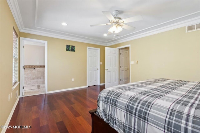 34 Crescent Rd, Old Bridge, NJ 08857 - bedroom featuring wood finished floors, baseboards, crown molding, ceiling fan, and recessed lighting
