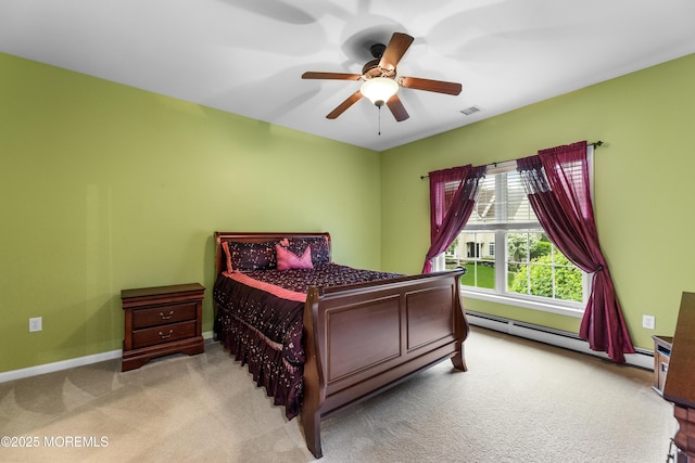 68 Hedgerow Ln, Manalapan, NJ 07726 - carpeted bedroom featuring a baseboard radiator, baseboards, and ceiling fan