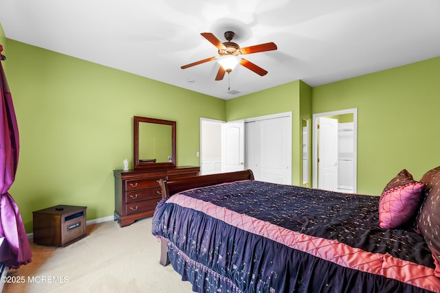 68 Hedgerow Ln, Manalapan, NJ 07726 - carpeted bedroom featuring a closet, baseboards, ceiling fan, and ensuite bathroom