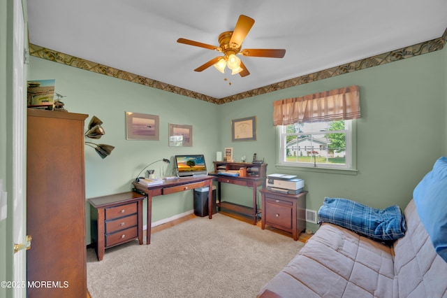 1223 Clover Rd, Brick, NJ 08724 - office area featuring a ceiling fan and baseboards