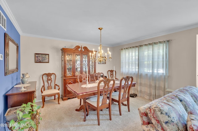 1223 Clover Rd, Brick, NJ 08724 - dining room with a chandelier, ornamental molding, and light carpet
