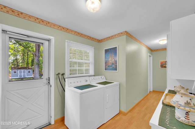 1223 Clover Rd, Brick, NJ 08724 - washroom with washing machine and clothes dryer, light wood-type flooring, and baseboards