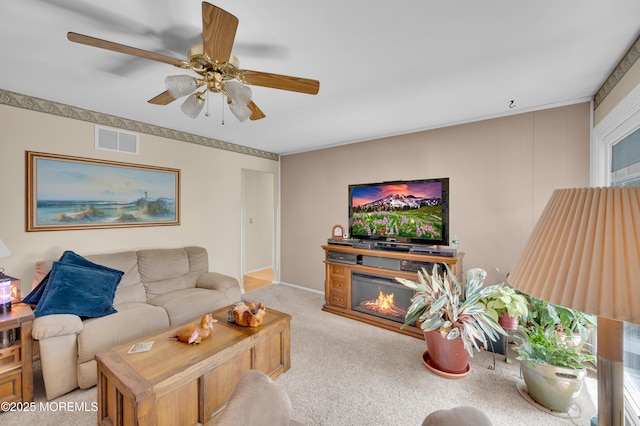 1223 Clover Rd, Brick, NJ 08724 - living room featuring carpet floors and ceiling fan