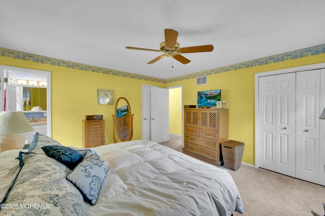 1223 Clover Rd, Brick, NJ 08724 - carpeted bedroom featuring a closet, ceiling fan, ensuite bathroom, and baseboards