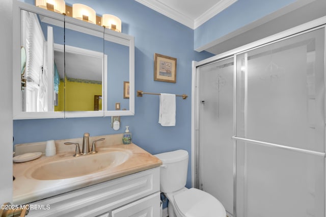 1223 Clover Rd, Brick, NJ 08724 - full bath with ornamental molding, vanity, a shower stall, and toilet