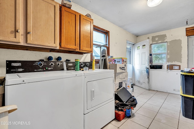 211 Long Swamp Rd, New Egypt, NJ 08533 - laundry room with washer and clothes dryer, cabinet space, and light tile patterned floors
