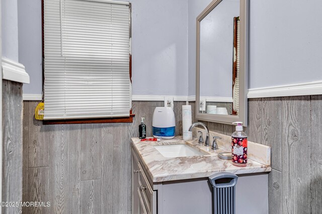 211 Long Swamp Rd, New Egypt, NJ 08533 - bathroom with vanity and a wainscoted wall