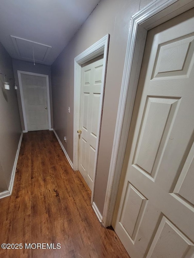 211 Long Swamp Rd, New Egypt, NJ 08533 - corridor with attic access, wood finished floors, and baseboards