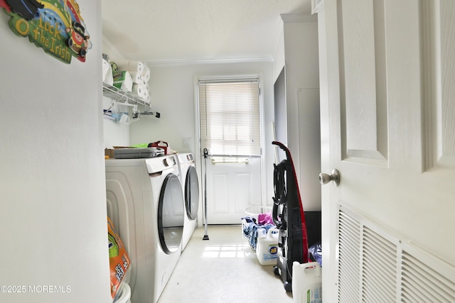 39 Goldenrod Pl, Jackson, NJ 08527 - laundry area with washing machine and dryer and crown molding
