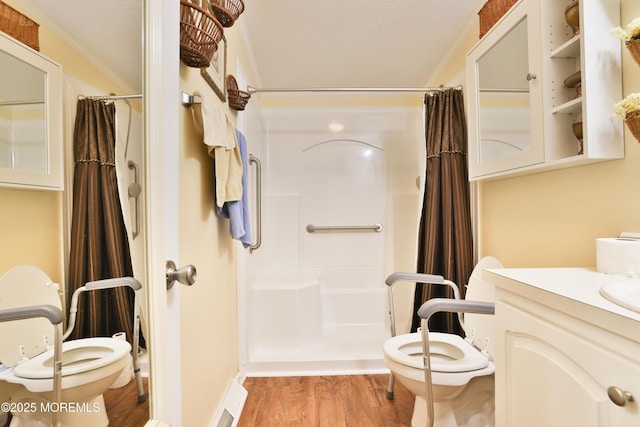 39 Goldenrod Pl, Jackson, NJ 08527 - bathroom featuring toilet, a shower with shower curtain, and wood finished floors