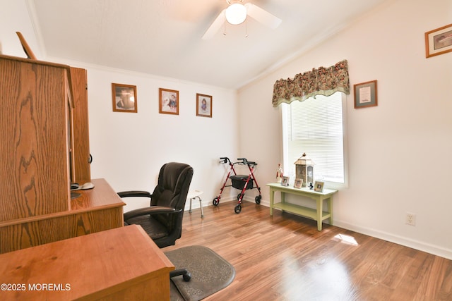 39 Goldenrod Pl, Jackson, NJ 08527 - office space featuring crown molding, ceiling fan, wood finished floors, lofted ceiling, and baseboards