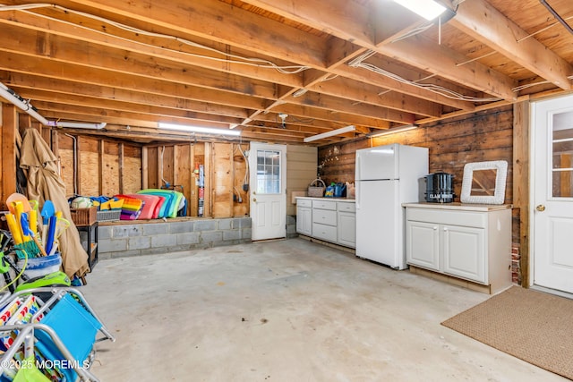 817 S Ocean Ave, Seaside Park, NJ 08752 - unfinished below grade area with freestanding refrigerator