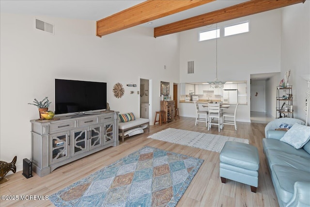 77 E Water St Unit 18, Toms River, NJ 08753 - living area featuring a high ceiling, beamed ceiling, and wood finished floors