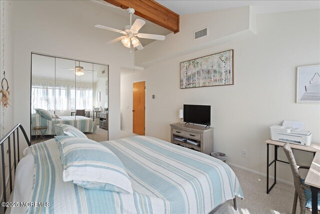 77 E Water St Unit 18, Toms River, NJ 08753 - carpeted bedroom featuring a closet, baseboards, and ceiling fan