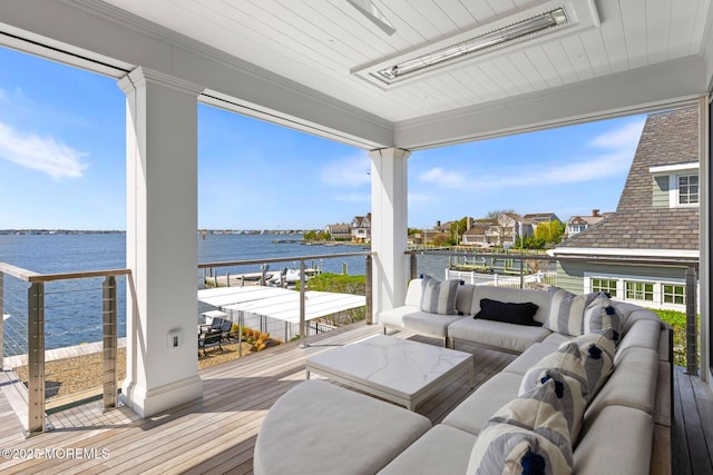 948 Lagoon Ln S, Mantoloking, NJ 08738 - wooden deck featuring a water view and an outdoor living space