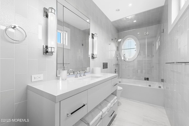 948 Lagoon Ln S, Mantoloking, NJ 08738 - bathroom with tile walls, toilet, shower / washtub combination, and vanity