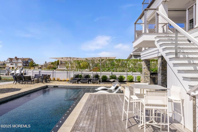 948 Lagoon Ln S, Mantoloking, NJ 08738 - view of pool with outdoor dining area and a wooden deck