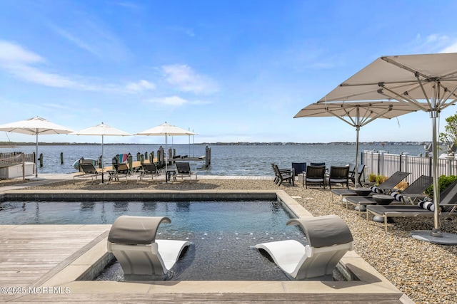 948 Lagoon Ln S, Mantoloking, NJ 08738 - swimming pool with a boat dock and a water view