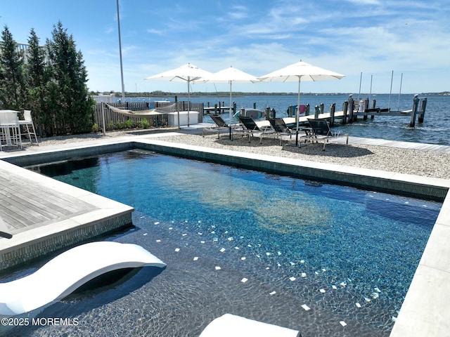 948 Lagoon Ln S, Mantoloking, NJ 08738 - view of pool with a dock and a water view