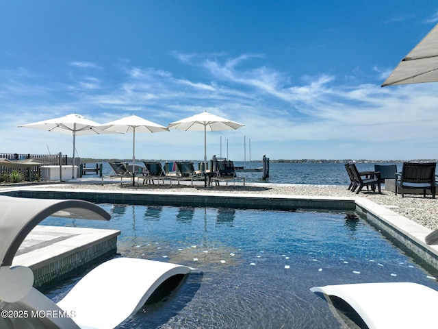 948 Lagoon Ln S, Mantoloking, NJ 08738 - swimming pool with a dock, boat lift, and a water view