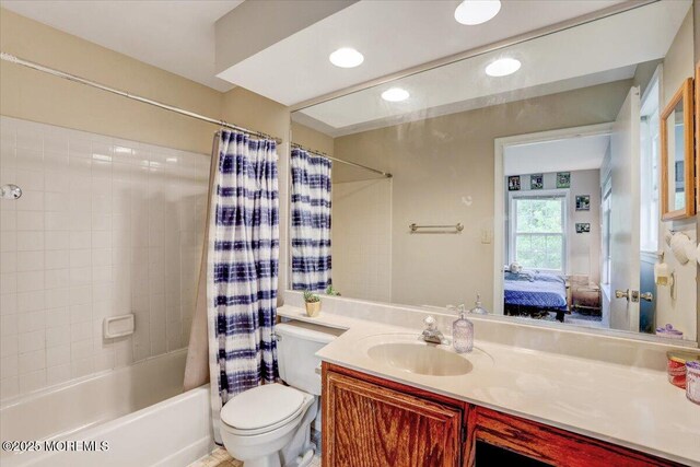 82 Briarwood Ct, Howell, NJ 07731 - ensuite bathroom featuring vanity, toilet, shower / bath combo, and recessed lighting