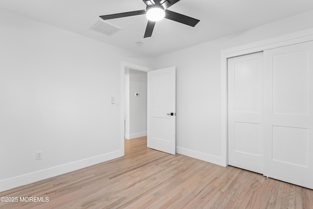 316 Hillside Dr, Neptune Township, NJ 07753 - unfurnished bedroom featuring light wood-style flooring, baseboards, a closet, and ceiling fan