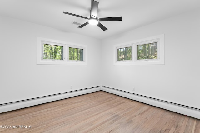 316 Hillside Dr, Neptune Township, NJ 07753 - empty room featuring wood finished floors, ceiling fan, and a baseboard heating unit