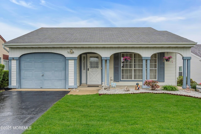 79 Mansfield Ave, Manchester, NJ 08759 - single story home featuring covered porch, a front lawn, a shingled roof, and driveway