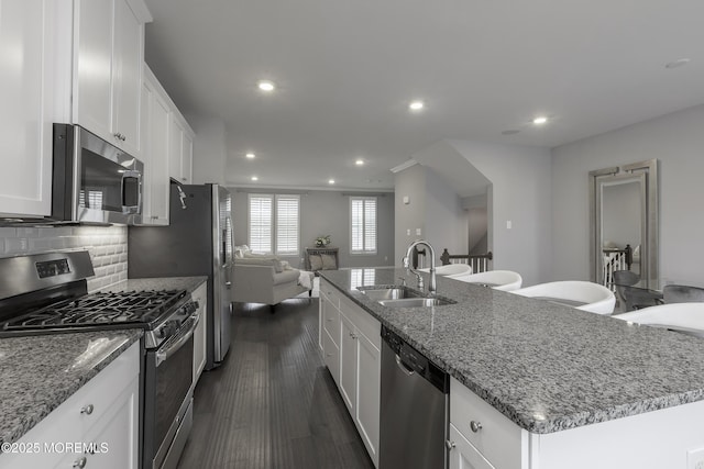 101 Pinnacle Pl, Washington, NJ 08080 - kitchen with stainless steel appliances, a sink, a center island with sink, recessed lighting, and open floor plan