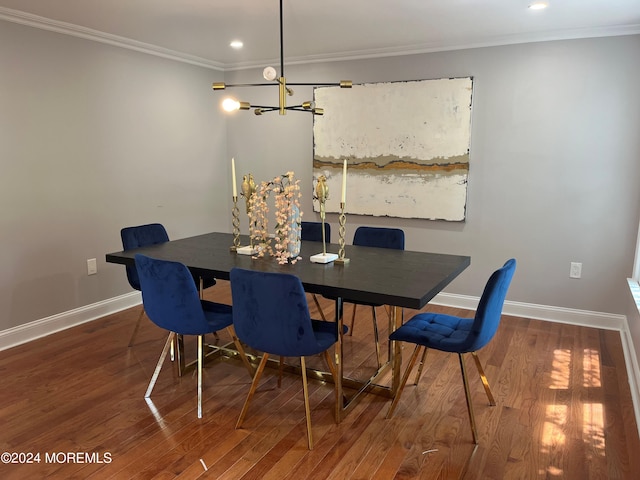 6 Afton Rd, Jackson, NJ 08527 - dining space featuring baseboards, ornamental molding, wood finished floors, recessed lighting, and a chandelier